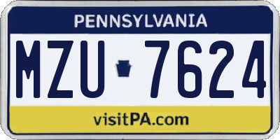 PA license plate MZU7624
