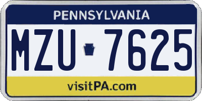 PA license plate MZU7625