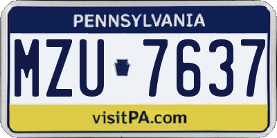 PA license plate MZU7637