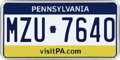 PA license plate MZU7640