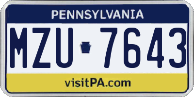 PA license plate MZU7643