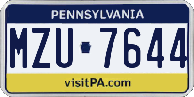 PA license plate MZU7644