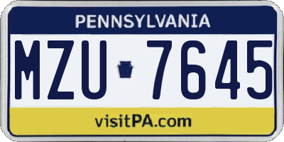 PA license plate MZU7645