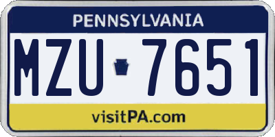 PA license plate MZU7651