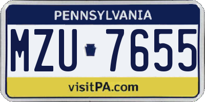 PA license plate MZU7655