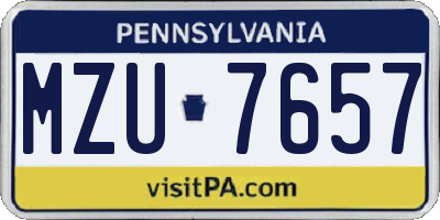 PA license plate MZU7657