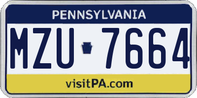PA license plate MZU7664