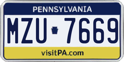 PA license plate MZU7669