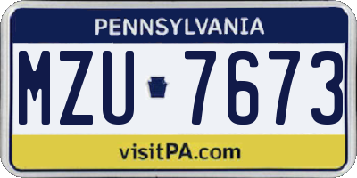PA license plate MZU7673