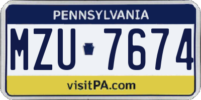 PA license plate MZU7674