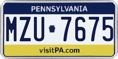 PA license plate MZU7675