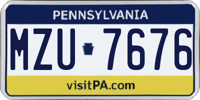 PA license plate MZU7676