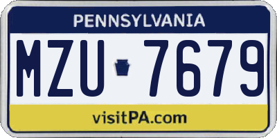 PA license plate MZU7679