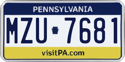 PA license plate MZU7681