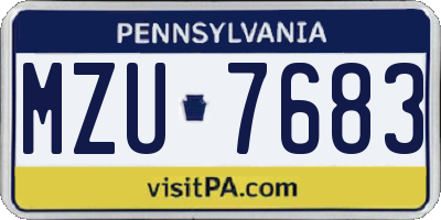 PA license plate MZU7683
