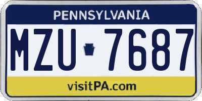 PA license plate MZU7687