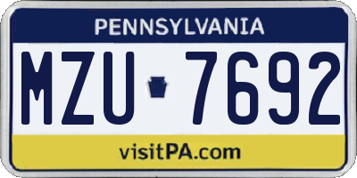 PA license plate MZU7692