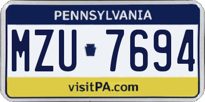PA license plate MZU7694