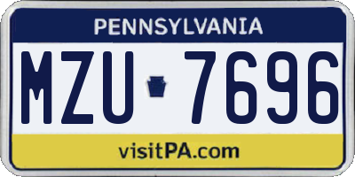 PA license plate MZU7696
