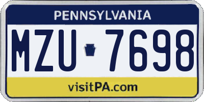 PA license plate MZU7698