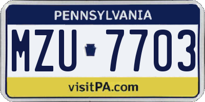 PA license plate MZU7703