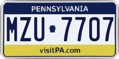 PA license plate MZU7707