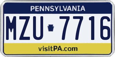 PA license plate MZU7716