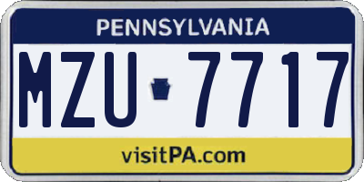 PA license plate MZU7717