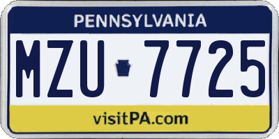 PA license plate MZU7725