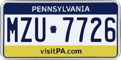 PA license plate MZU7726