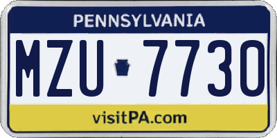 PA license plate MZU7730