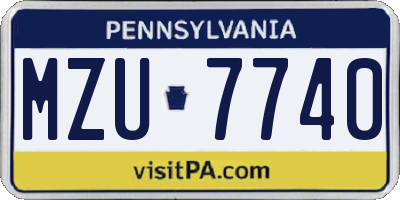 PA license plate MZU7740