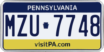 PA license plate MZU7748