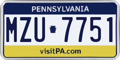 PA license plate MZU7751