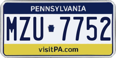 PA license plate MZU7752