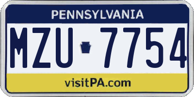 PA license plate MZU7754