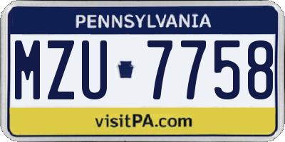PA license plate MZU7758
