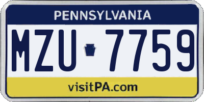 PA license plate MZU7759