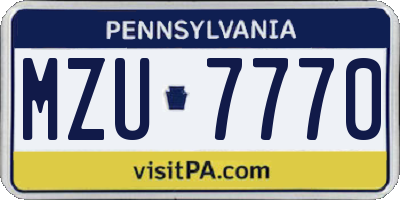 PA license plate MZU7770