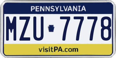 PA license plate MZU7778