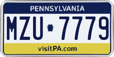 PA license plate MZU7779