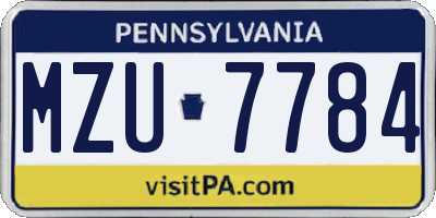 PA license plate MZU7784