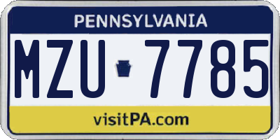 PA license plate MZU7785
