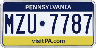 PA license plate MZU7787
