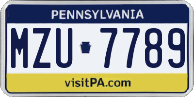 PA license plate MZU7789