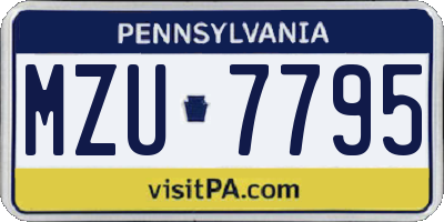 PA license plate MZU7795