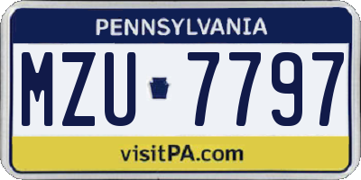 PA license plate MZU7797
