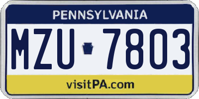PA license plate MZU7803