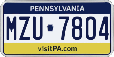 PA license plate MZU7804