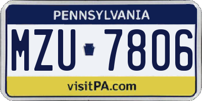 PA license plate MZU7806